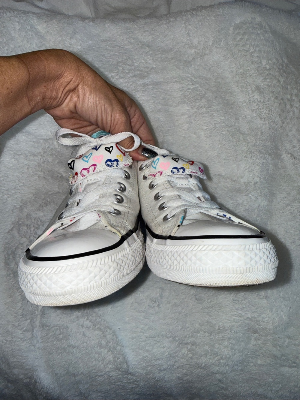Converse Women's Chuck Taylor All Star Double Tongue White Canvas Sneakers - Picture 4 of 10